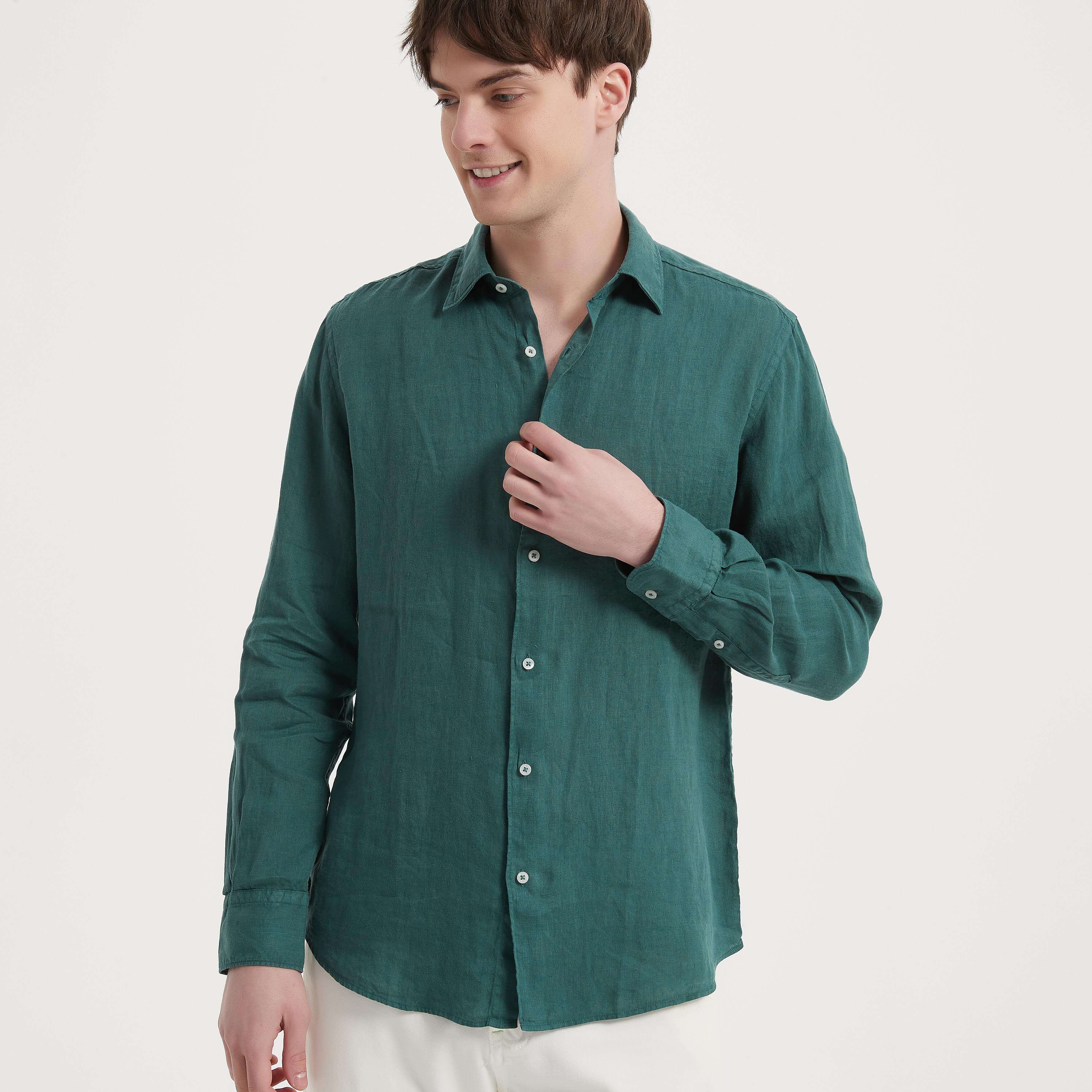 A La Mode 100% European Linen Shirt for Men : : Clothing